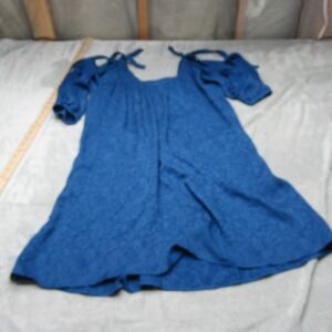 Maeve Anthropologie Dress Women Small Blue Jacquard‎ Tie Sleeve Casual $158 NEW
